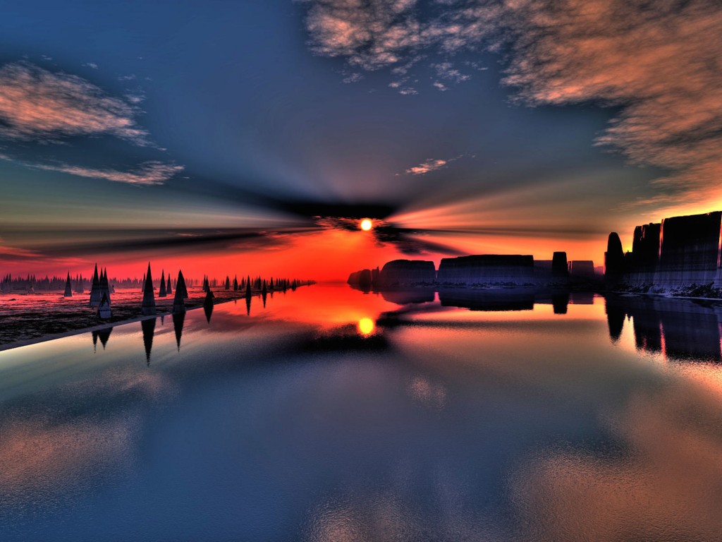 Fiery Sunset HDR Wallpaper