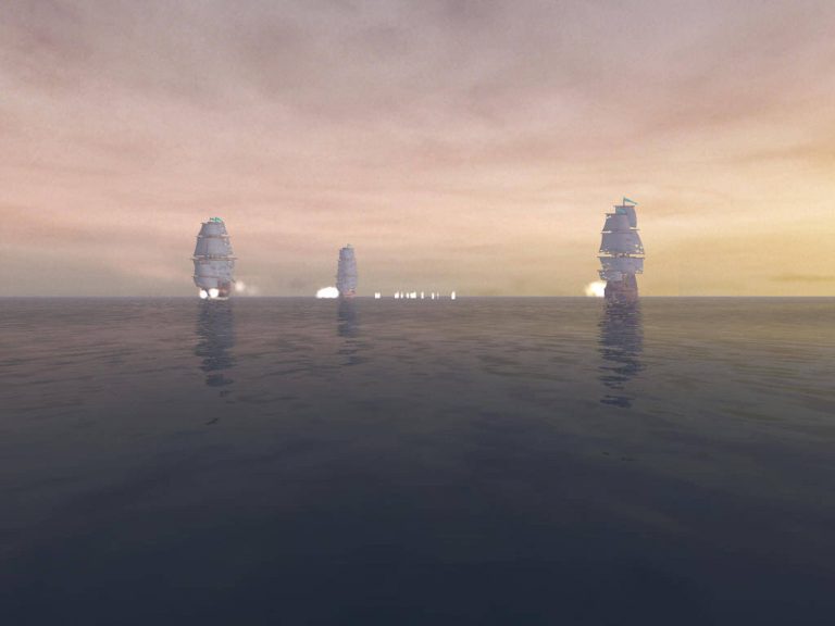 Ships Dusk Cannon Fire Wallpaper