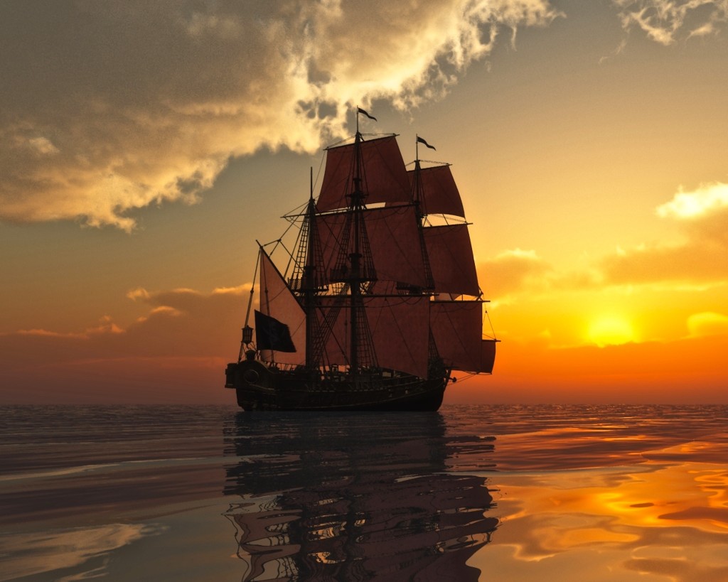 sailing-ship-sunset-wallpaper