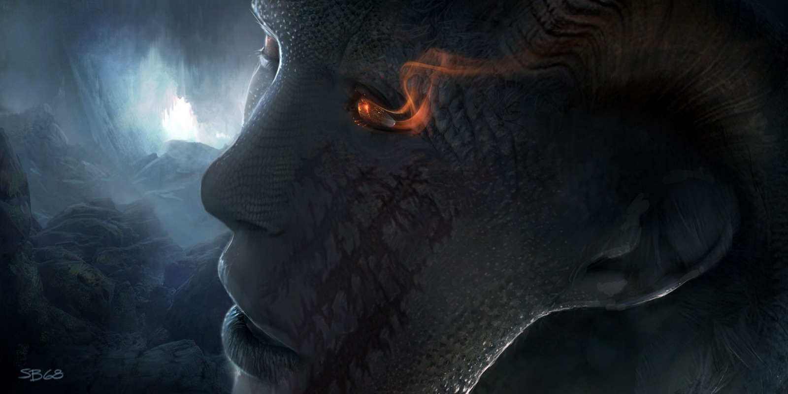 StarCraft II Zerg Wallpaper showing a dark alien creature close-up