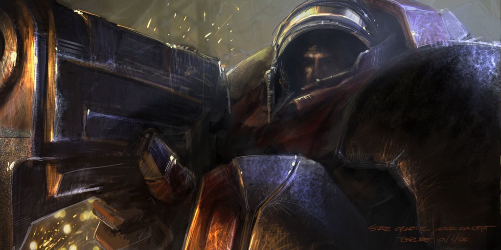 StarCraft II Terran Marine Wallpaper showing futuristic battle armor