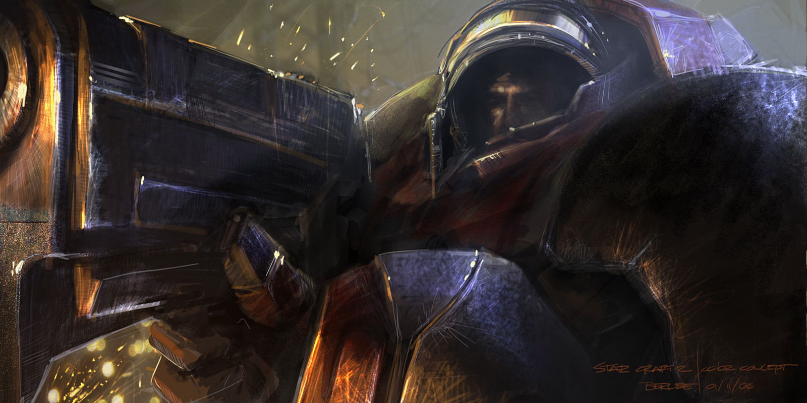 StarCraft II Terran Marine Wallpaper showing futuristic battle armor