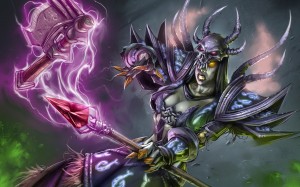 World of Warcraft Night Elf Wallpaper with glowing eyes and fantasy portrait artwork
