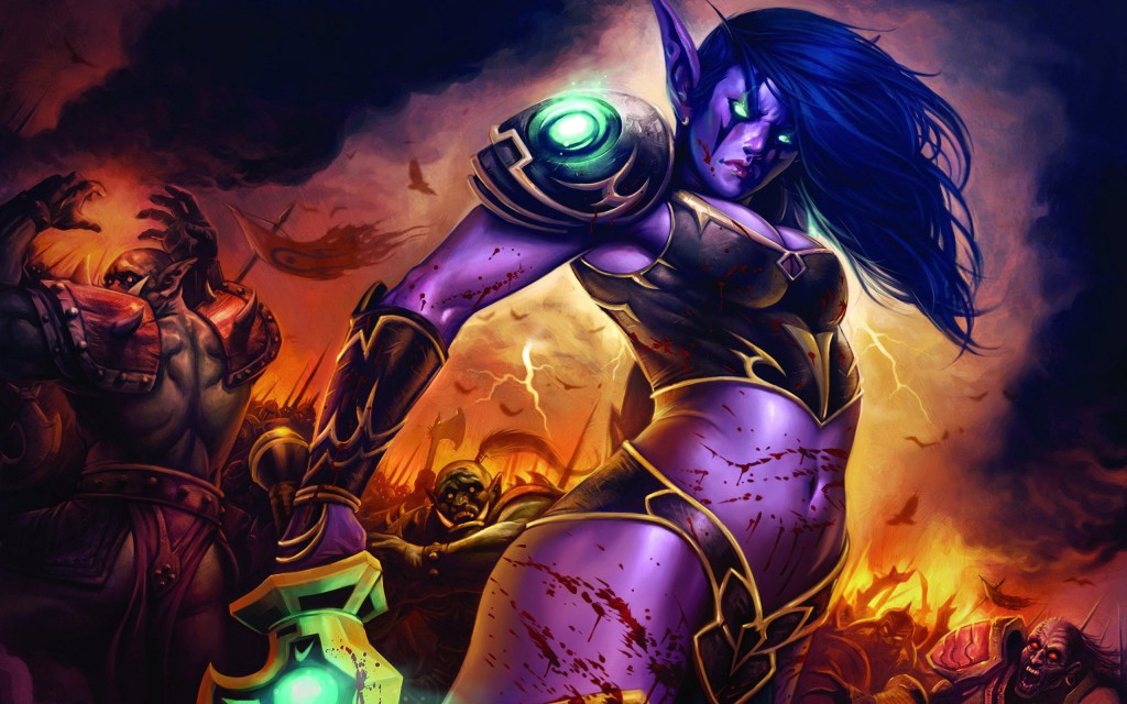 World of Warcraft Battle Wallpaper featuring fantasy characters in an epic scene
