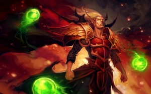 World of Warcraft Blood Elf Wallpaper with fantasy armor and green magic
