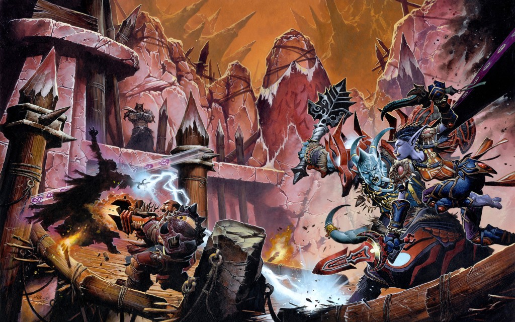 World of Warcraft Orc Warrior Wallpaper with armored orc holding a massive weapon