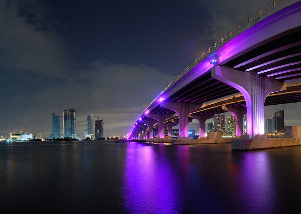 Nighttime Miami FL Skyline Wallpaper