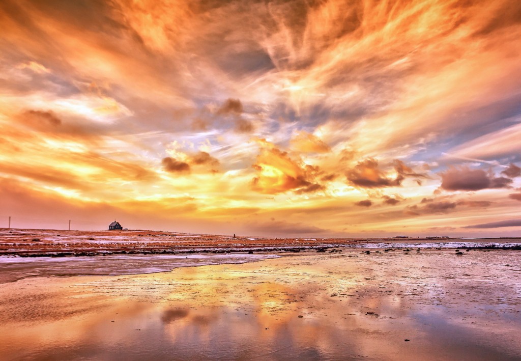 beach-fiery-sky-wallpaper