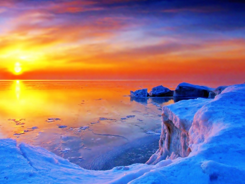 icy-lake-sunrise-wallpaper