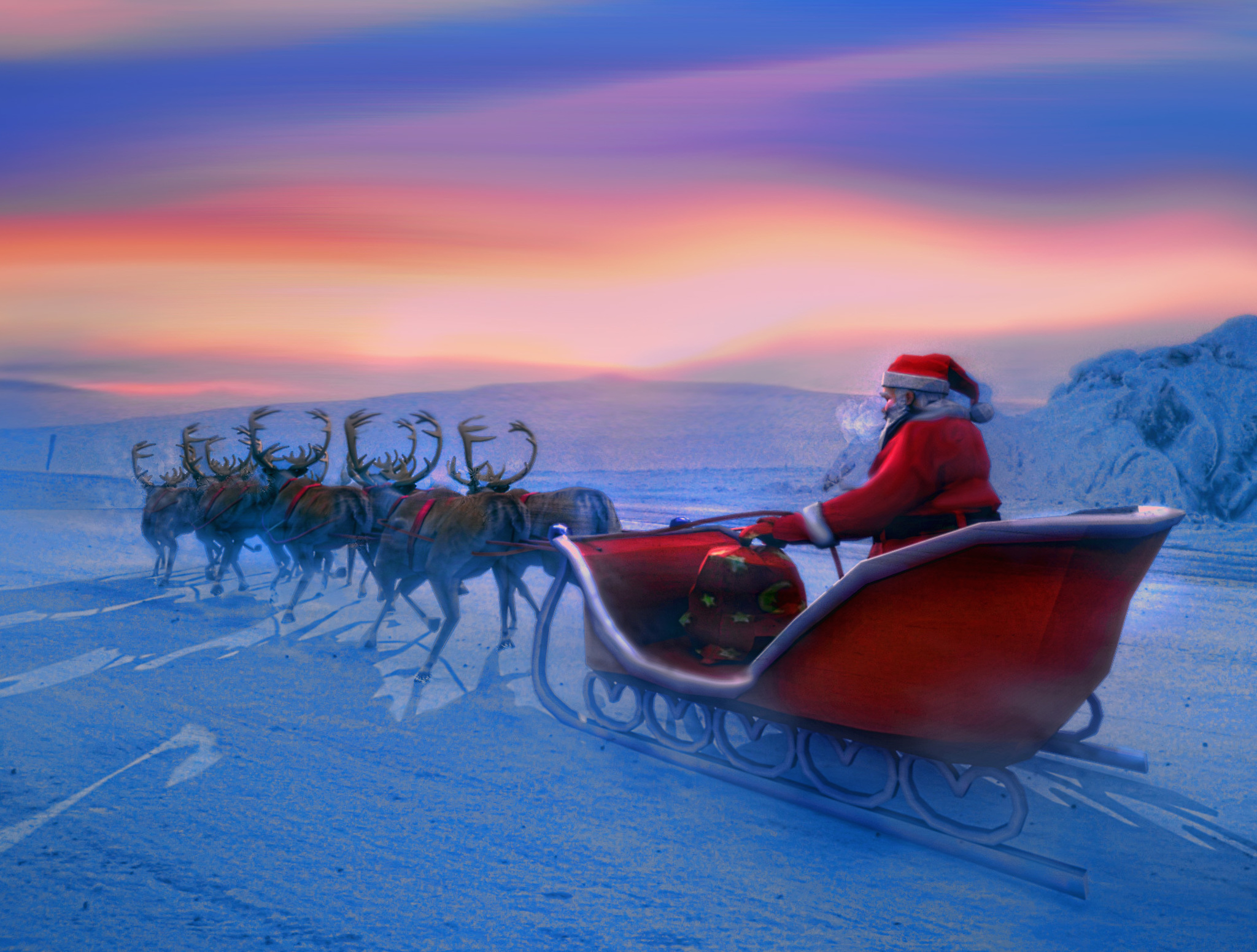 santa-riding-sleigh-wallpaper