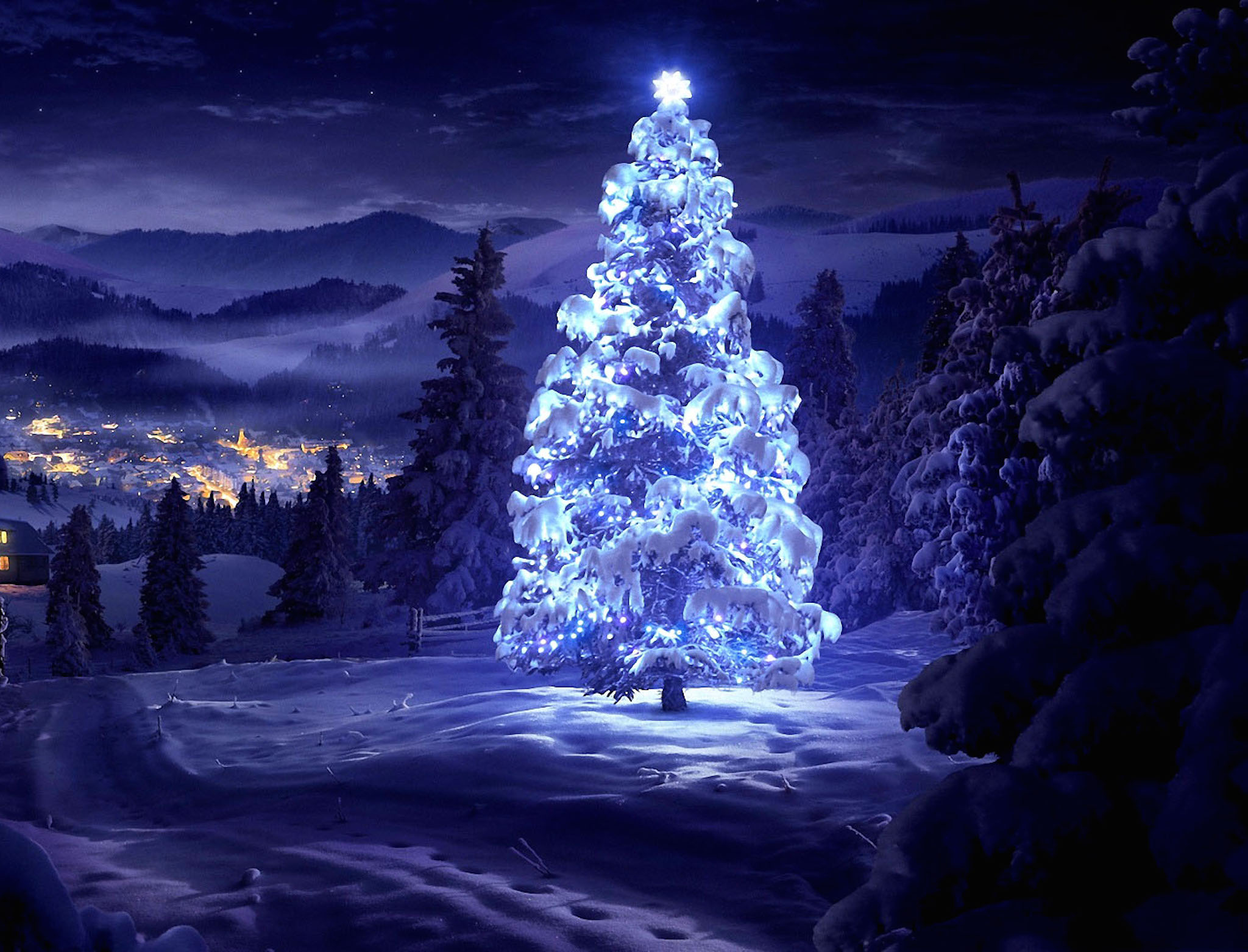 snowy-christmas-tree-wallpaper